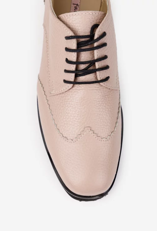 Pantofi dama bej roze din piele texturata picture - 6