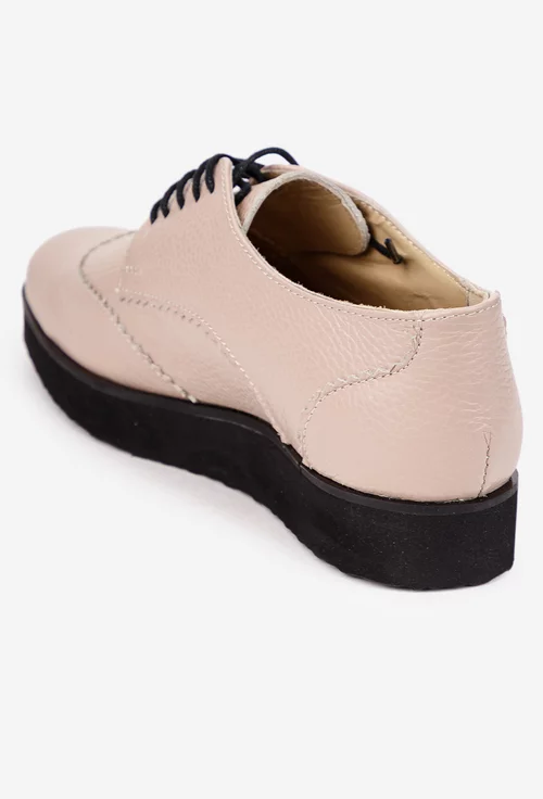 Pantofi dama bej roze din piele texturata picture - 3