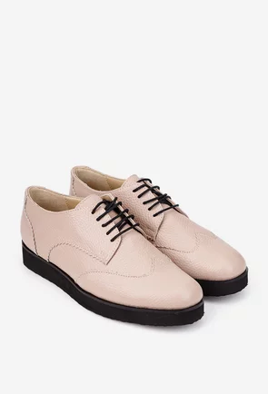 Pantofi dama bej roze din piele texturata