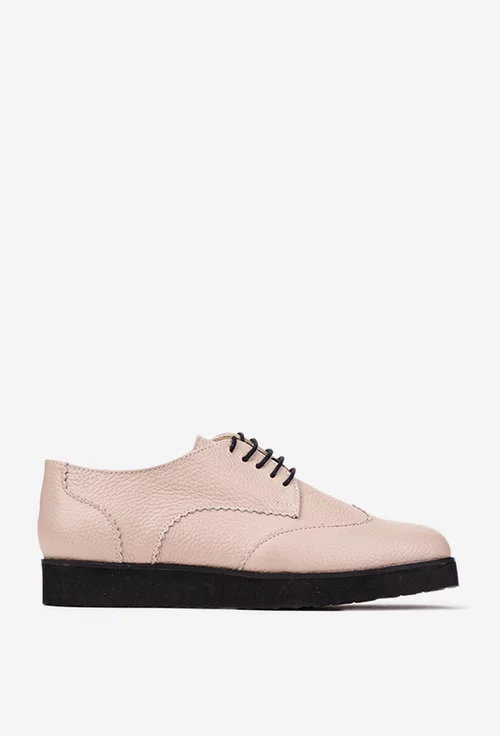 Pantofi dama bej roze din piele texturata picture - 2
