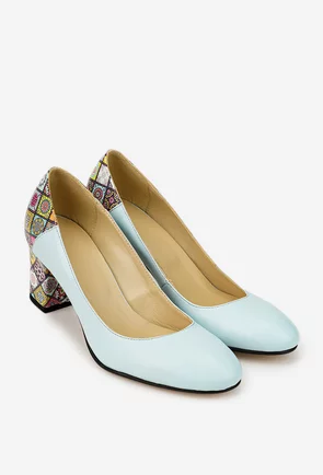 Pantofi dama bleu din piele naturala