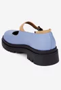 Pantofi dama bleu din piele naturala cu detalii maro