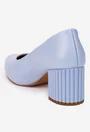 Pantofi dama bleu din piele naturala cu model pe toc