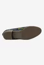 Pantofi dama bleumarin din piele cu imprimeu floral colorat