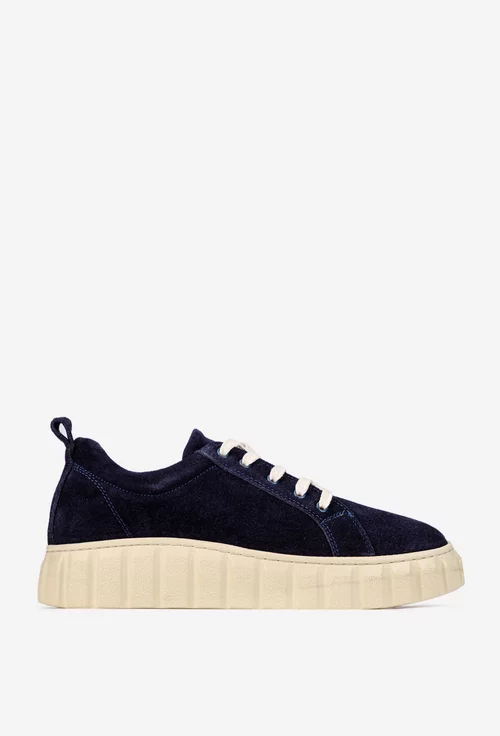 Pantofi dama bleumarin din piele intoarsa