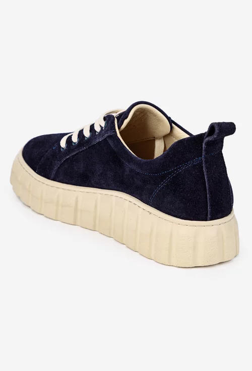 Pantofi dama bleumarin din piele intoarsa