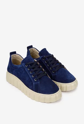 Pantofi dama bleumarin din piele intoarsa