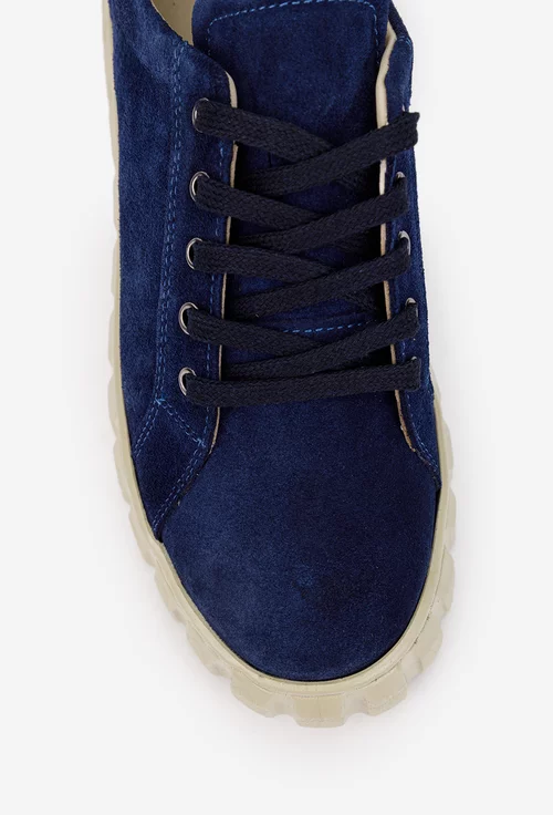 Pantofi dama bleumarin din piele intoarsa