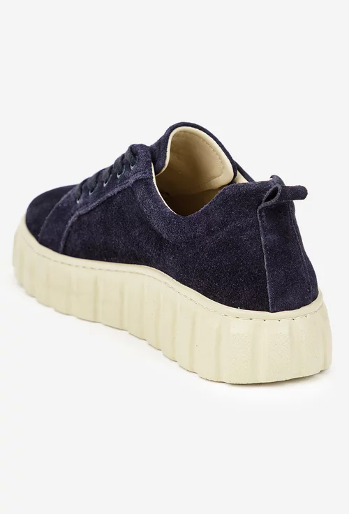 Pantofi dama bleumarin din piele intoarsa picture - 3