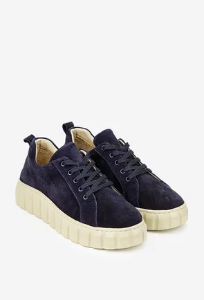 Pantofi dama bleumarin din piele intoarsa