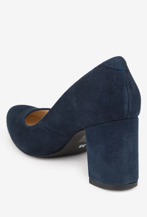 Pantofi dama bleumarin din piele intoarsa