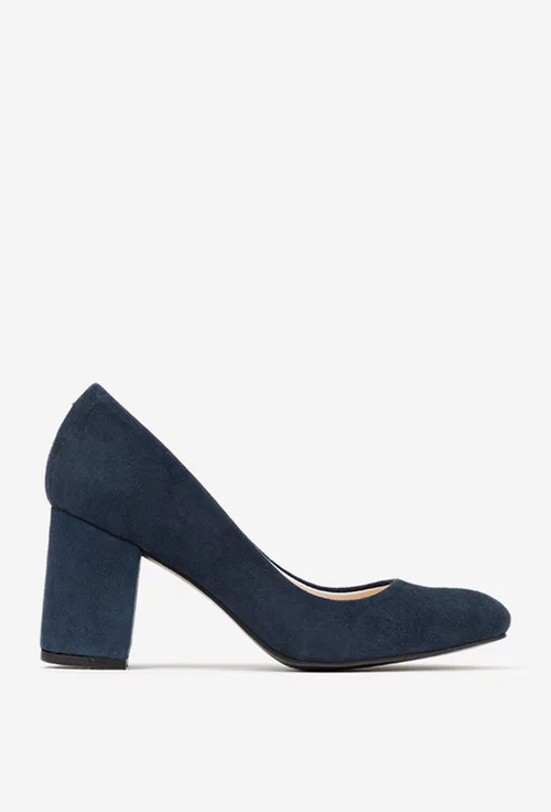 Pantofi dama bleumarin din piele intoarsa