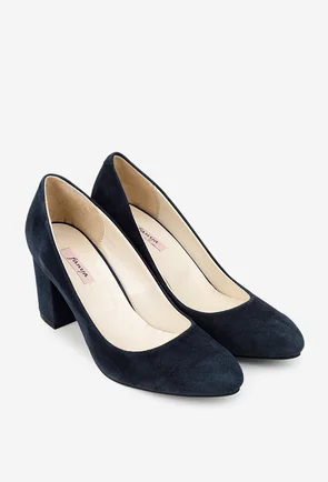 Pantofi dama bleumarin din piele intoarsa