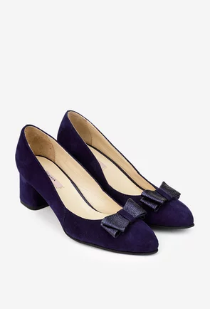 Pantofi dama bleumarin din piele intoarsa