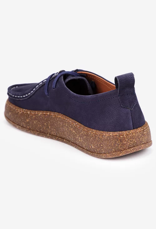 Pantofi dama bleumarin din piele nabuc