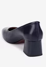 Pantofi dama bleumarin din piele naturala cu toc
