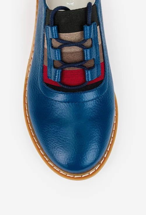 Pantofi dama bleumarin din piele texturata