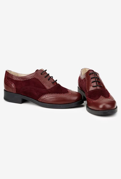 Pantofi dama bordo din piele picture - 5