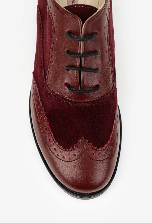 Pantofi dama bordo din piele picture - 6
