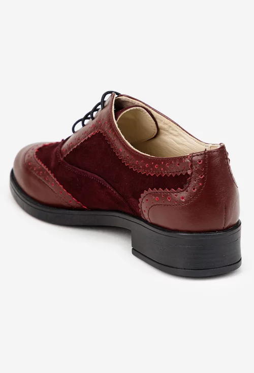 Pantofi dama bordo din piele picture - 3