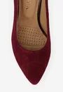 Pantofi dama bordo din piele intoarsa cu toc deosebit