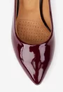Pantofi dama bordo din piele lacuita cu toc deosebit