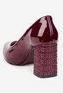 Pantofi dama bordo din piele lacuita cu toc deosebit