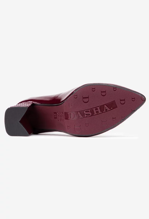 Pantofi dama bordo din piele lacuita cu toc deosebit