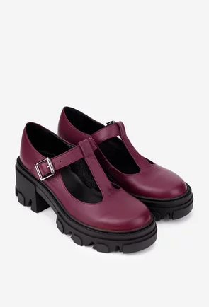 Pantofi dama bordo din piele naturala