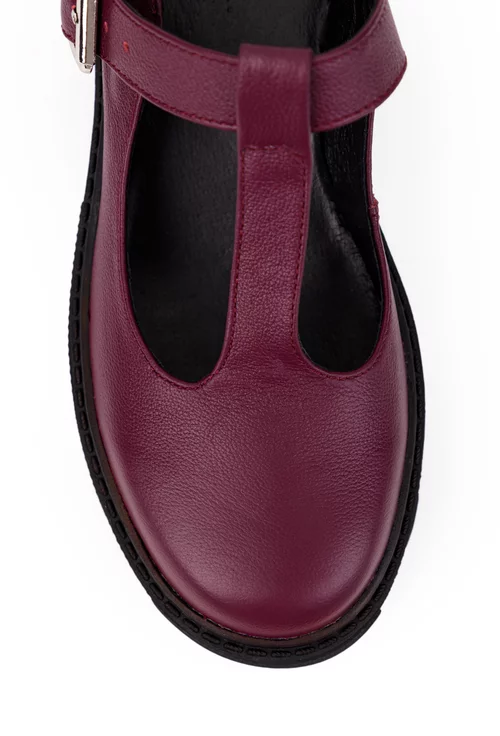 Pantofi dama bordo din piele naturala