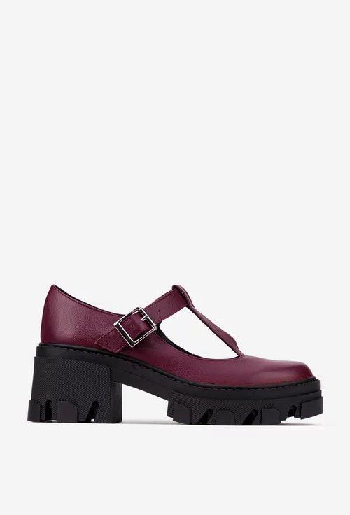 Pantofi dama bordo din piele naturala