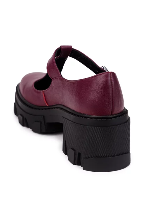 Pantofi dama bordo din piele naturala