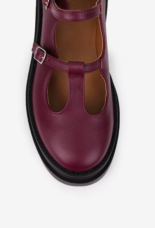 Pantofi dama bordo din piele naturala