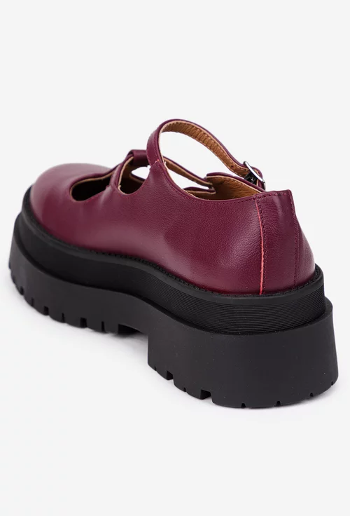Pantofi dama bordo din piele naturala