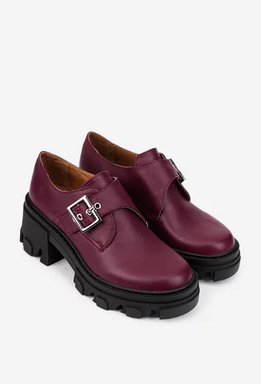 Pantofi dama bordo din piele naturala