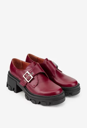 Pantofi dama bordo din piele naturala
