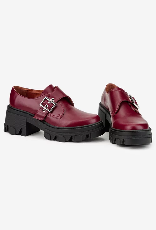 Pantofi dama bordo din piele naturala picture - 5