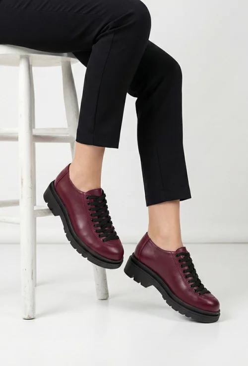 Pantofi dama bordo din piele naturala