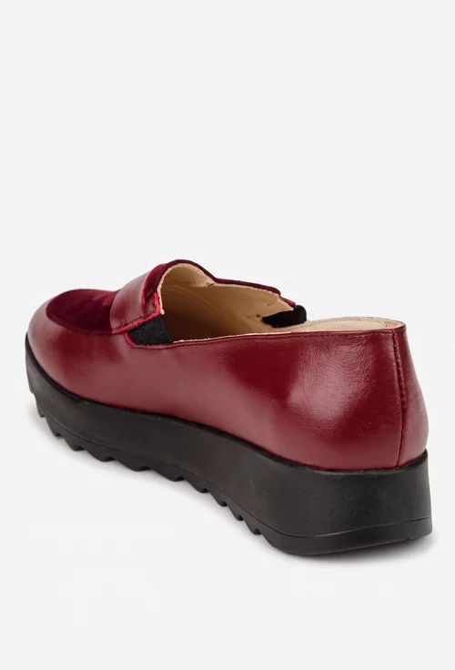Pantofi dama bordo din piele naturala picture - 3