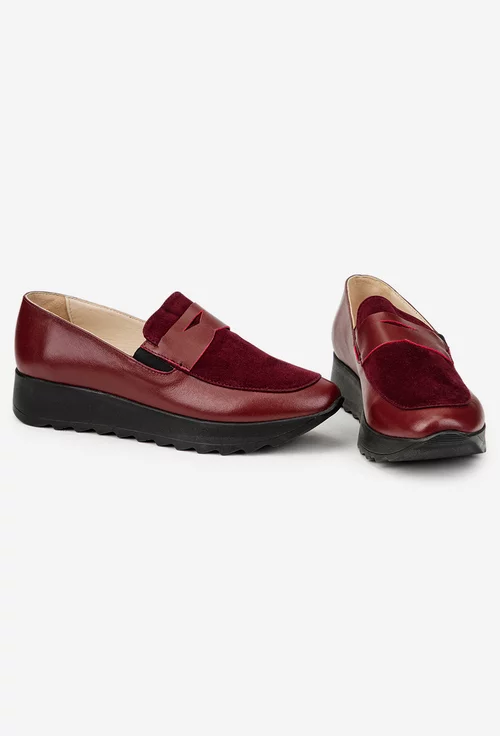 Pantofi dama bordo din piele naturala picture - 5
