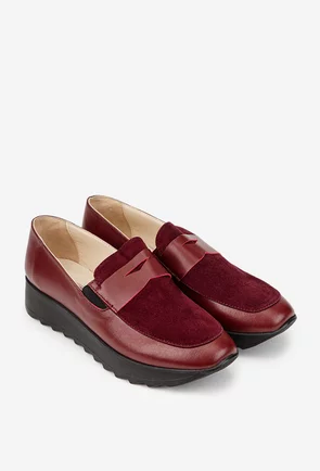 Pantofi dama bordo din piele naturala