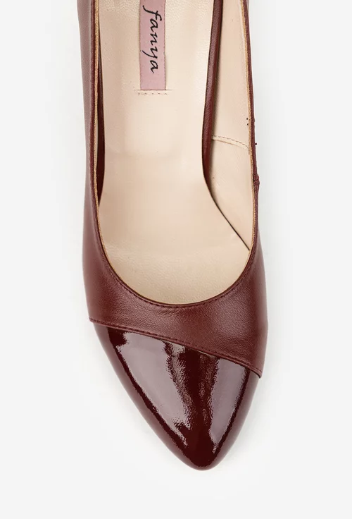 Pantofi dama bordo din piele naturala