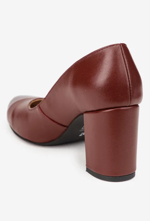Pantofi dama bordo din piele naturala