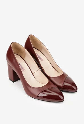Pantofi dama bordo din piele naturala