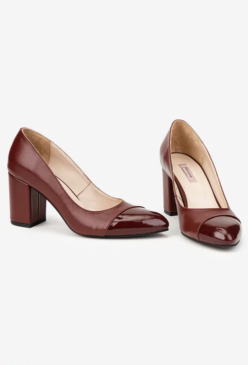 Pantofi dama bordo din piele naturala
