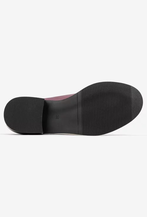 Pantofi dama bordo din piele naturala cu bareta