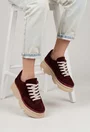 Pantofi dama burgundy din piele intoarsa
