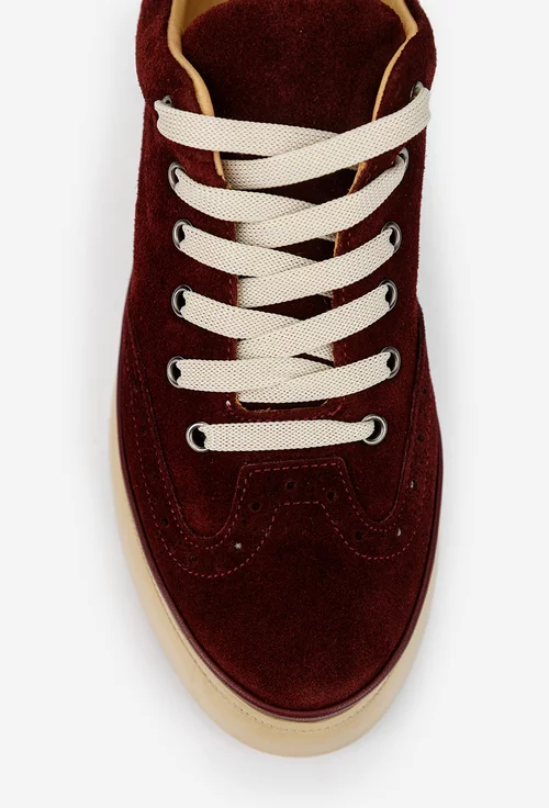 Pantofi dama burgundy din piele intoarsa picture - 7