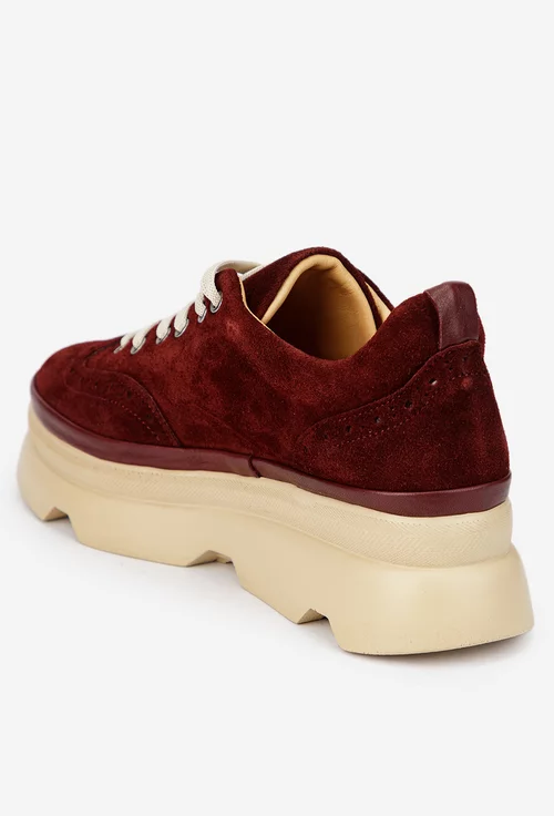 Pantofi dama burgundy din piele intoarsa picture - 4