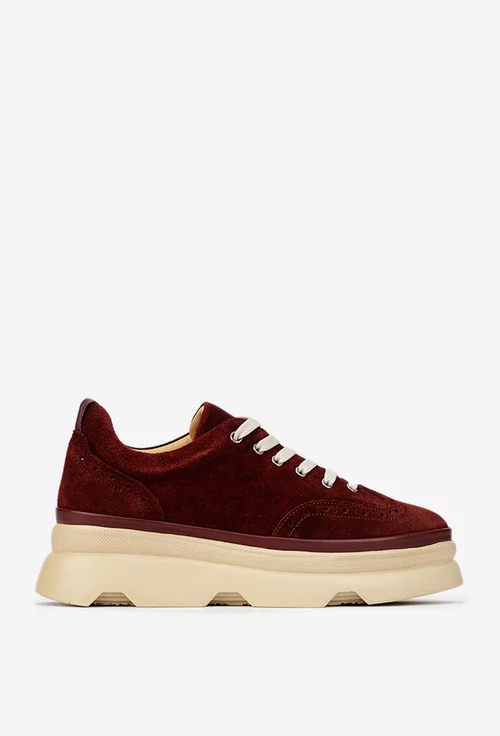 Pantofi dama burgundy din piele intoarsa picture - 3